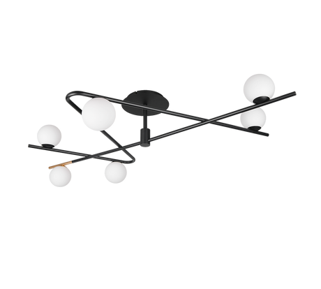 Plafón de techo Trio Flaming grande LED negro y dorado 3000K 120cm 668900680