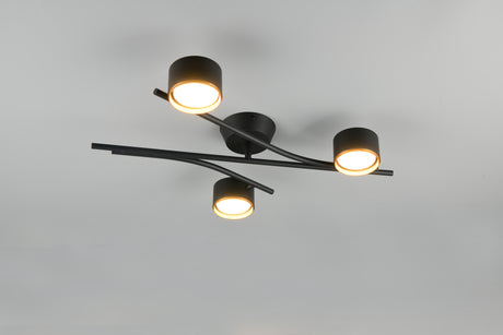 Plafón de techo Trio Coda LED negro y dorado 2700K 61,5cm 669000380