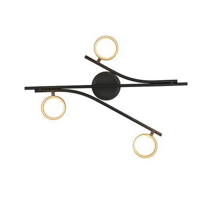Plafón de techo Trio Coda LED negro y dorado 2700K 61,5cm 669000380