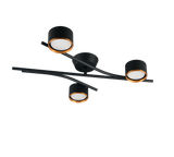 Plafón de techo Trio Coda LED negro y dorado 2700K 61,5cm 669000380