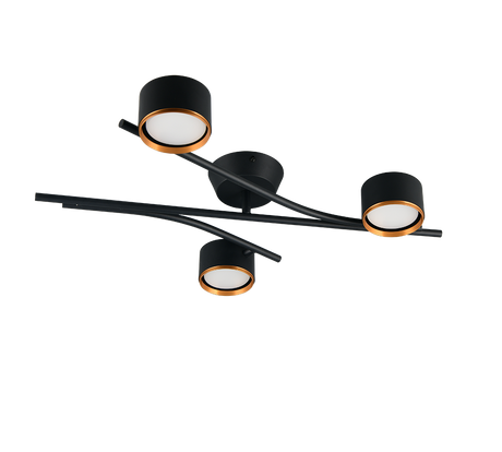 Plafón de techo Trio Coda LED negro y dorado 2700K 61,5cm 669000380