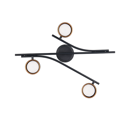 Plafón de techo Trio Coda LED negro y dorado 2700K 61,5cm 669000380