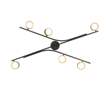 Plafón de techo Trio Coda grande LED negro y dorado 2700K 113,5cm 669000680