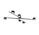 Plafón de techo Trio Coda grande LED negro y dorado 2700K 113,5cm 669000680