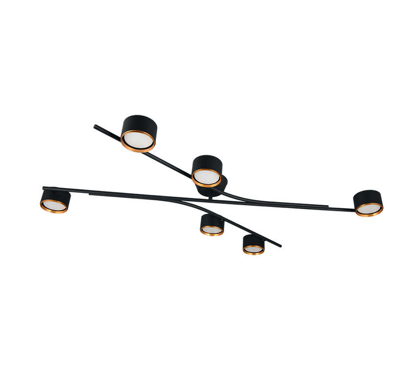 Plafón de techo Trio Coda grande LED negro y dorado 2700K 113,5cm 669000680