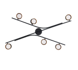 Plafón de techo Trio Coda grande LED negro y dorado 2700K 113,5cm 669000680