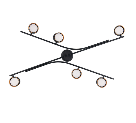 Plafón de techo Trio Coda grande LED negro y dorado 2700K 113,5cm 669000680