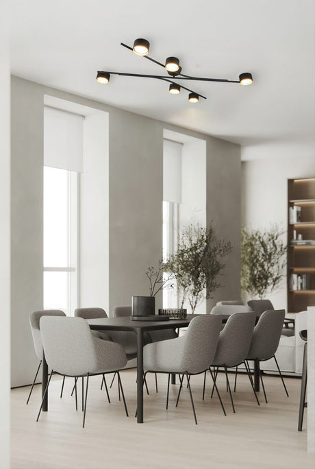 Plafón de techo Trio Coda grande LED negro y dorado 2700K 113,5cm 669000680