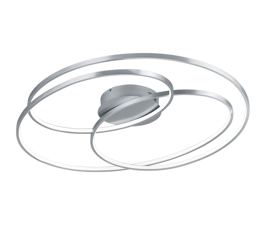 Plafón de techo Trio Gale grande LED níquel mate 3000K regulable 80cm 673918007