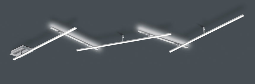 Plafón de techo Trio Indira grande LED níquel mate 3000K regulable 245cm 6