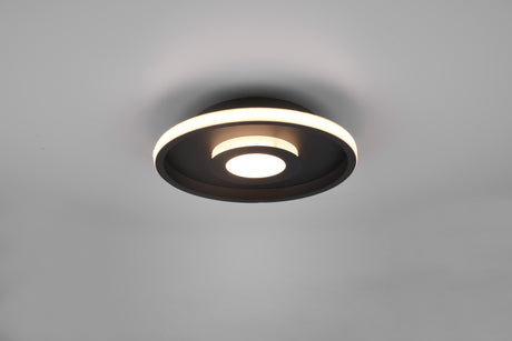 Plafón de baño Trio Ascari LED negro mate 3000K IP44 Ø30cm 680810332