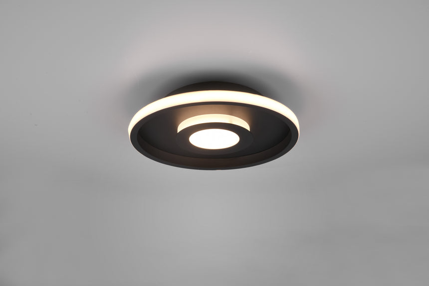 Plafón de baño Trio Ascari LED negro mate 3000K IP44 Ø30cm 680810332