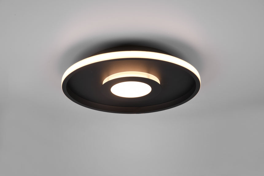 Plafón de baño Trio Ascari LED negro mate 3000K regulable IP44 Ø40cm 680819332