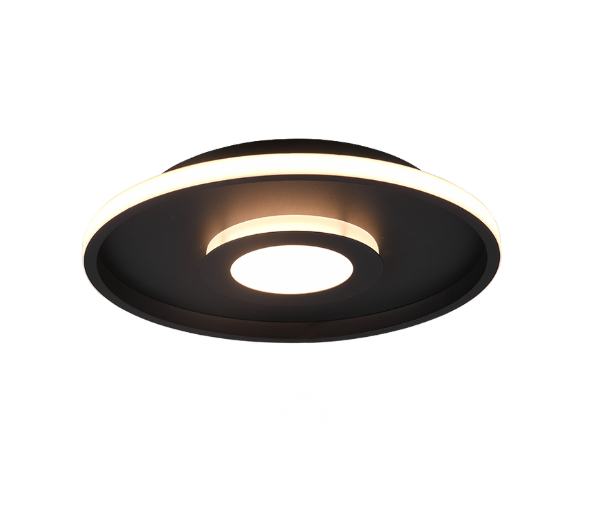 Plafón de baño Trio Ascari LED negro mate 3000K regulable IP44 Ø40cm 680819332
