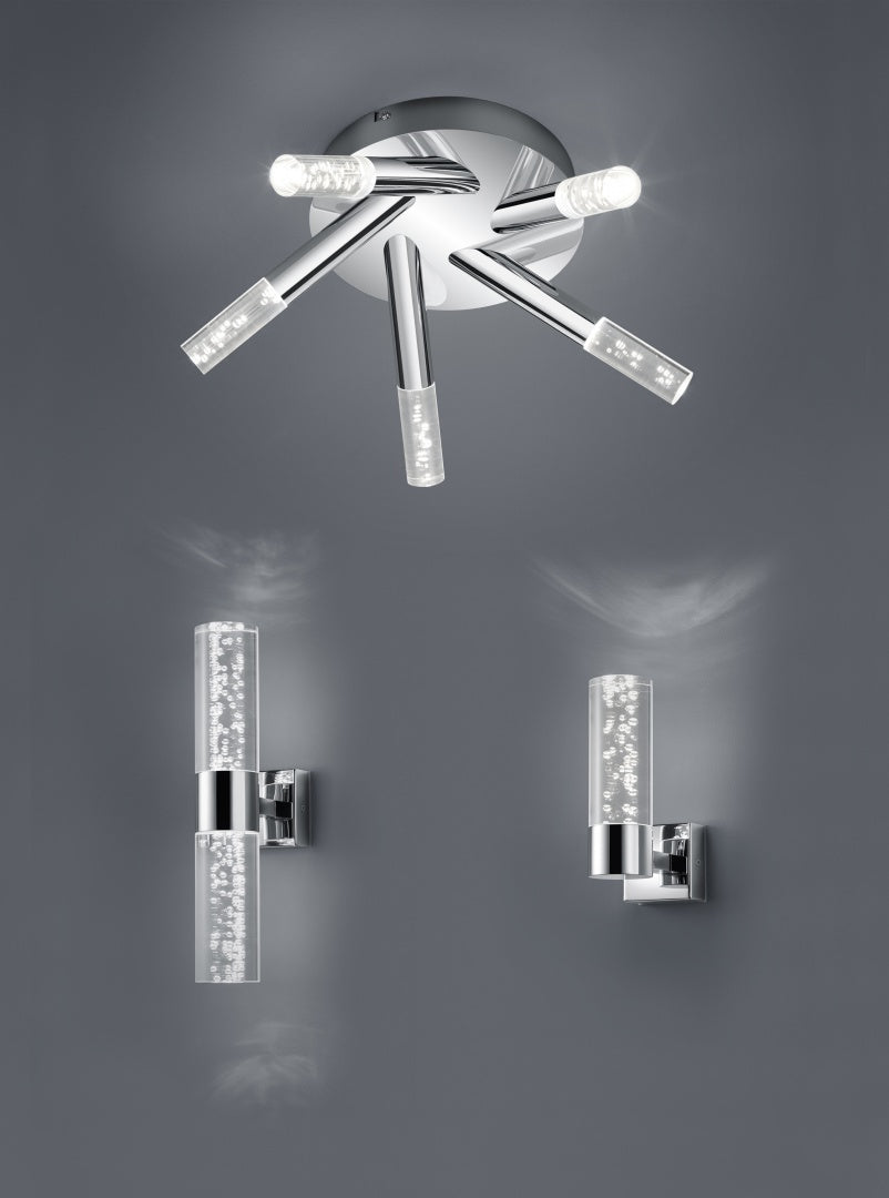 Plafón de baño Trio Bolsa LED cromo 3000K regulable IP44 Ø41,5cm 682410506