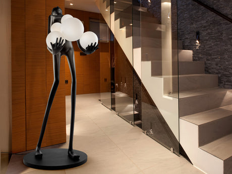 Lámpara de pie escultura bolas Schuller La Carga 6 luces negro 3000K 180cm 683528