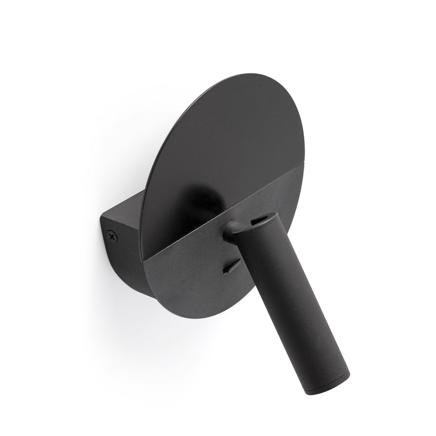 Lámpara de pared aplique Faro Duas con lector LED negro mate 2700K 68468N