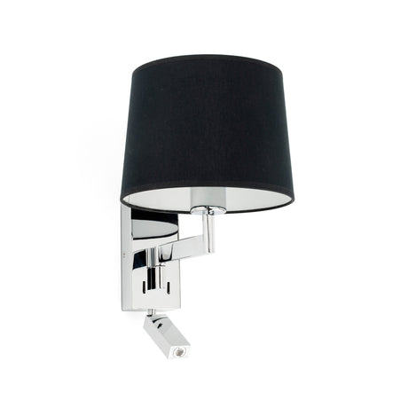 Lámpara de pared aplique Faro Artis con lector E27 LED cromo y negro — ref. 68493-03 (1)