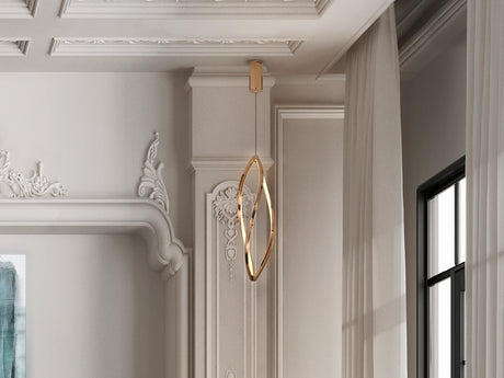 Lámpara de techo colgante Schuller Adele oro rosa acero CCT con mando 690355