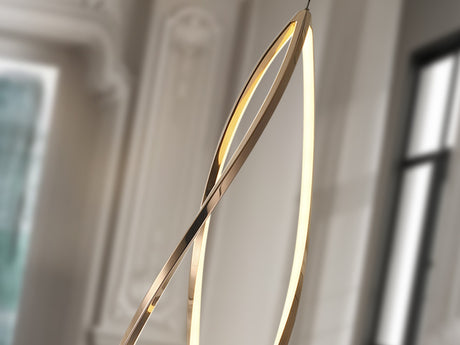 Lámpara de techo colgante Schuller Adele grande oro rosa acero CCT con mando vista 2