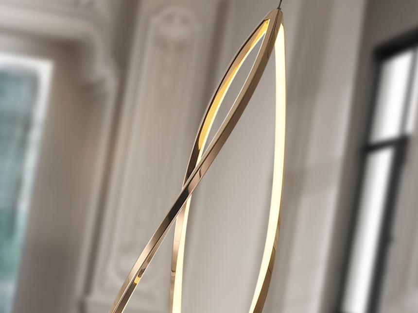Lámpara de techo colgante Schuller Adele grande oro rosa acero CCT con mando vista 2