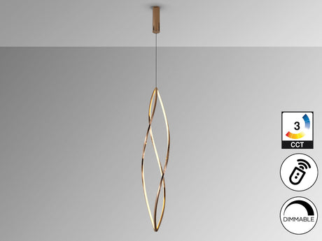 Lámpara de techo colgante Schuller Adele grande oro rosa acero CCT con mando vista 3