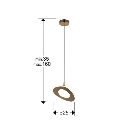 Lámpara de techo colgante Schuller Mirena 1 luz oro rosa acero 2700K dimensiones