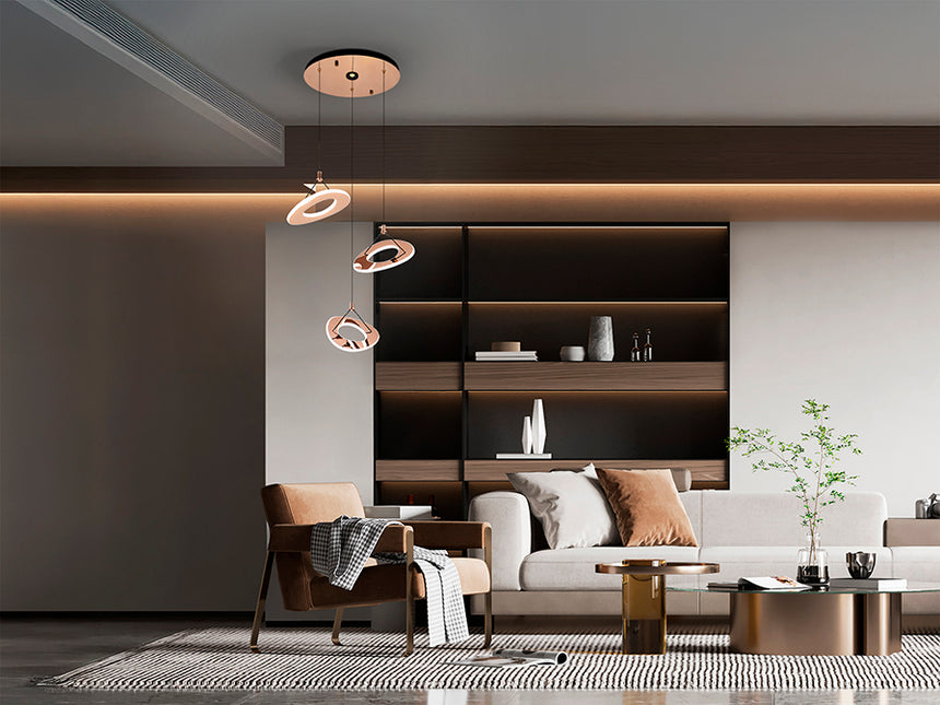 Schuller Mirena Lámpara de techo colgante 3 luces oro rosa 2700K 690764