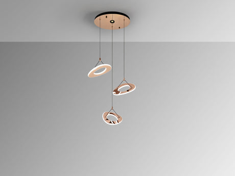 Lámpara de techo colgante Schuller Mirena 3 luces oro rosa acero 2700K Ø55cm vista 3