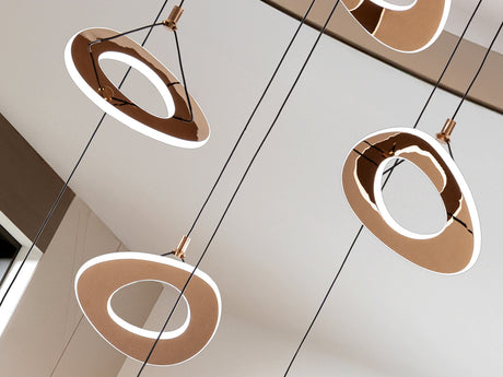Lámpara de techo colgante Schuller Mirena 7 luces oro rosa acero 2700K Ø75cm vista 2