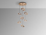 Lámpara de techo colgante Schuller Mirena 7 luces oro rosa acero 2700K Ø75cm vista 3