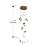 Lámpara de techo colgante Schuller Mirena 7 luces oro rosa acero 2700K Ø75cm dimensiones