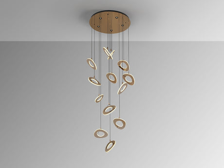 Lámpara de techo colgante Schuller Mirena grande 13 luces oro rosa acero 2700K vista 3