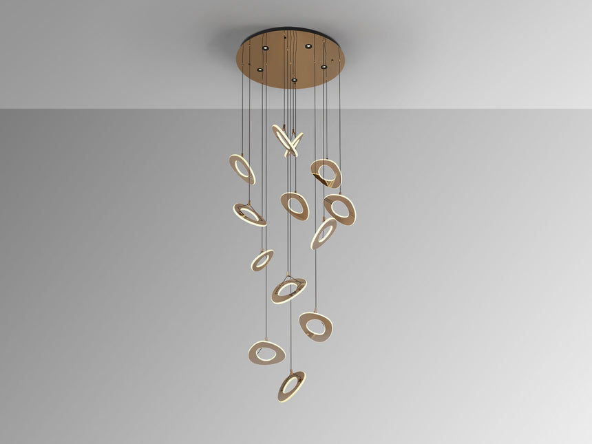 Lámpara de techo colgante Schuller Mirena grande 13 luces oro rosa acero 2700K vista 3