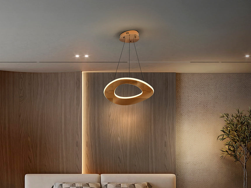 Lámpara de techo colgante Schuller Mirena 1 luz oro rosa acero CCT con mando Ø52cm 691079