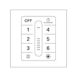 Controlador de pared ventilador LedsC4 Wall Controller negro sin luz motor DC 71-C341-05-05 — frontal con sus botones (dibujo del fabricante)