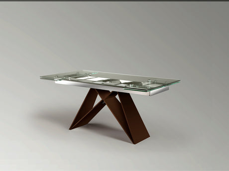 Mesa de comedor Schuller Mika brillo y marrón acero inoxidable extensible 160x75cm 713023
