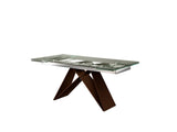 Mesa de comedor Schuller Mika brillo y marrón acero inoxidable extensible 160x75cm ambiente