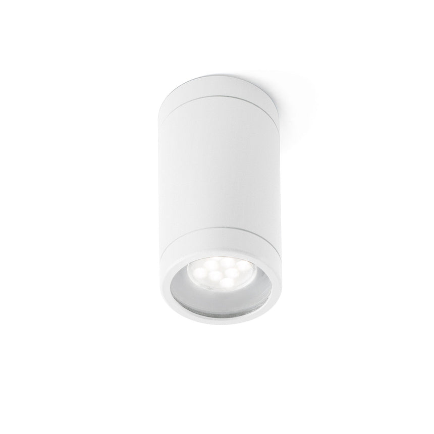 Plafón de exterior Faro Olot 10cm GU10 IP44 blanco mate — ref. 71372 (1)