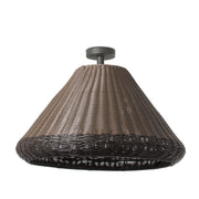 Lámpara colgante de exterior Faro Saigon 54cm E27 blanco brillo IP54 W70 opal 71621-07