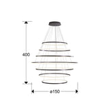 Lámpara de techo colgante de 7 aros Schuller Odessa grande bronce oscuro CCT con mando dimensiones