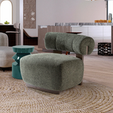 Sillón butaca Schuller Naomi nogal y verde jaspeada y madera 76x69cm 718820