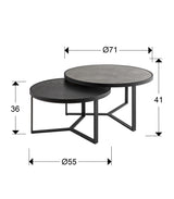 Mesas de centro Schuller Naira negro y gris 41cm dimensiones