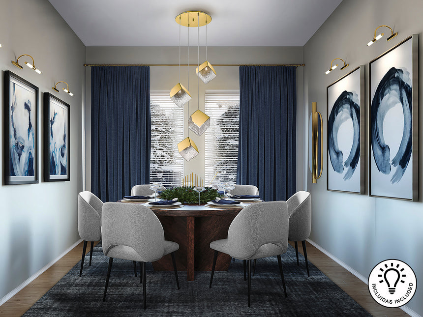 Lámpara de techo colgante Schuller Priscila 4 luces dor - ambiente