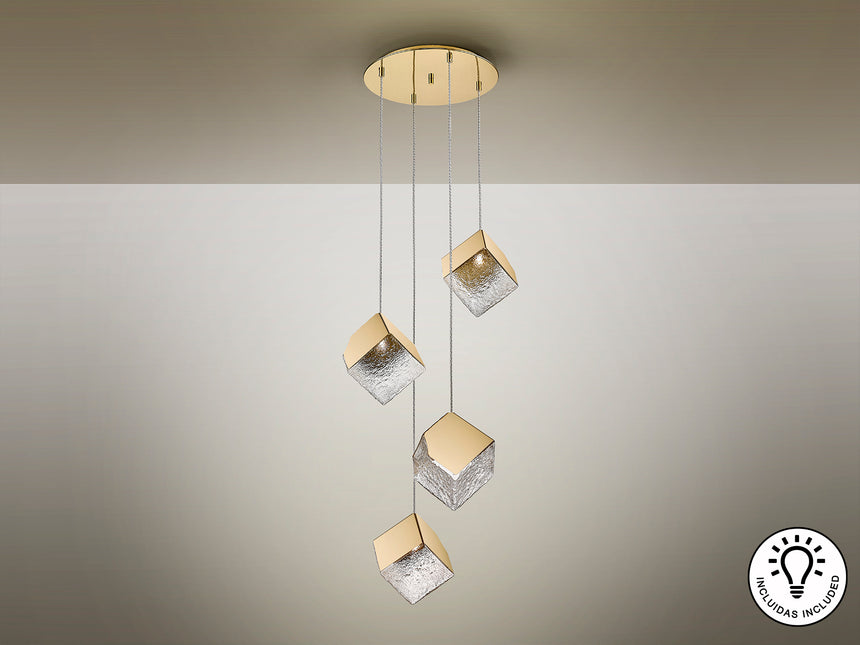 Lámpara de techo colgante Schuller Priscila 4 luces dor - ambiente