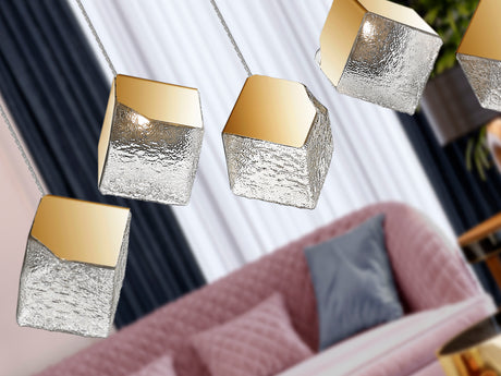 Lámpara de techo colgante Schuller Priscila 5 luces dor