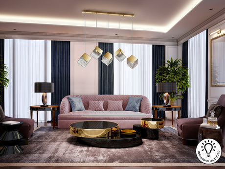 Lámpara de techo colgante Schuller Priscila 5 luces dor - ambiente