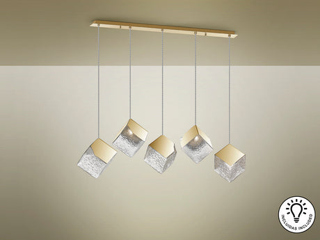 Lámpara de techo colgante Schuller Priscila 5 luces dor - ambiente