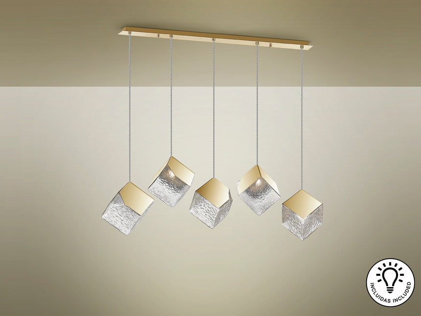 Lámpara de techo colgante Schuller Priscila 5 luces dor - ambiente