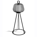Lámpara de pie de exterior Faro Nara E27 negro mate IP65 opal 72103-156